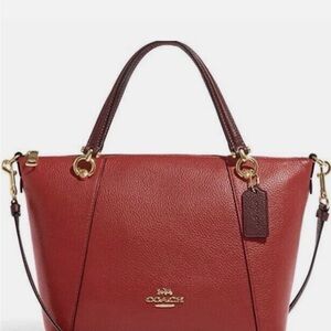 Coach Kacey Red Leather Tote Bag with Contrast Handles